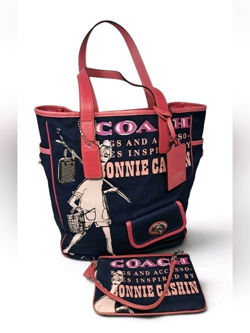 Coach Bonnie Cashin 2008 Limited Edition Tote and Kisslock Wristlet.